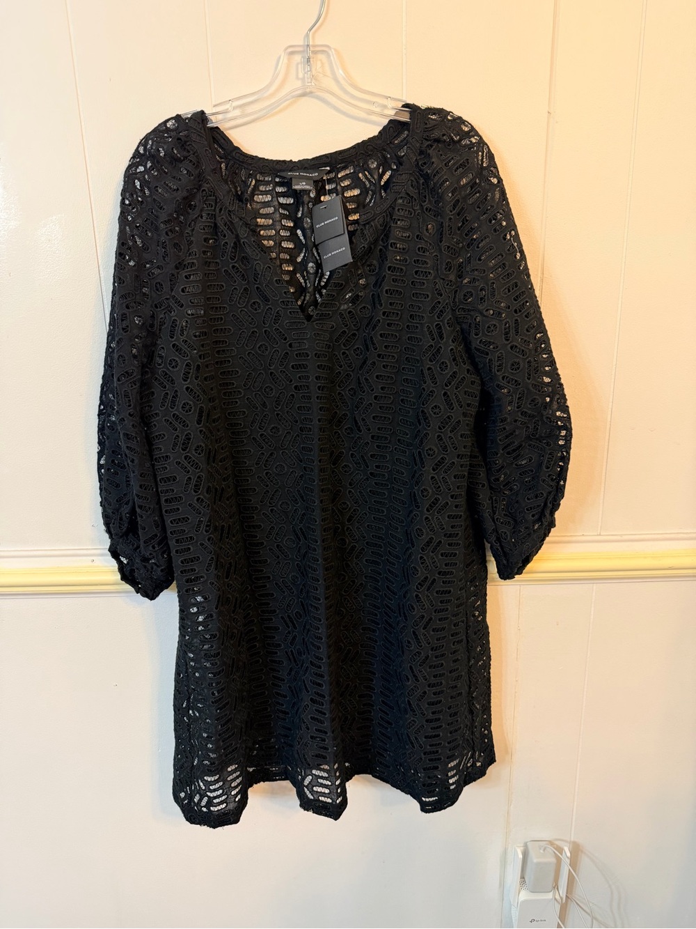 Club Monaco Black Crochet Dress w/ Slip Dress - Size L